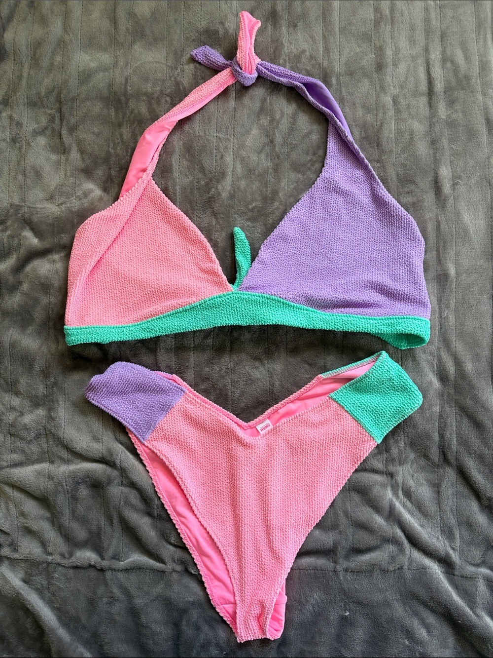 Show Me Your Mumu Colorful Pink Purple & Teal Bikini Set 2XL
Never worn!
